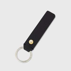 100% Calfskin Keychain - Black