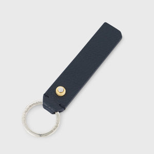 100% Calfskin Keychain - Navy Blue