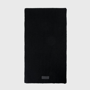 Ribbed Knit Wool and Cashmere Scarf Black