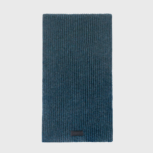 Ribbed Knit Wool and Cashmere Scarf Dark Green