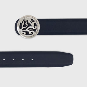 Ремень из телячьей кожи с пряжкой в виде льва с отделкой Palladium - темно-темноморский