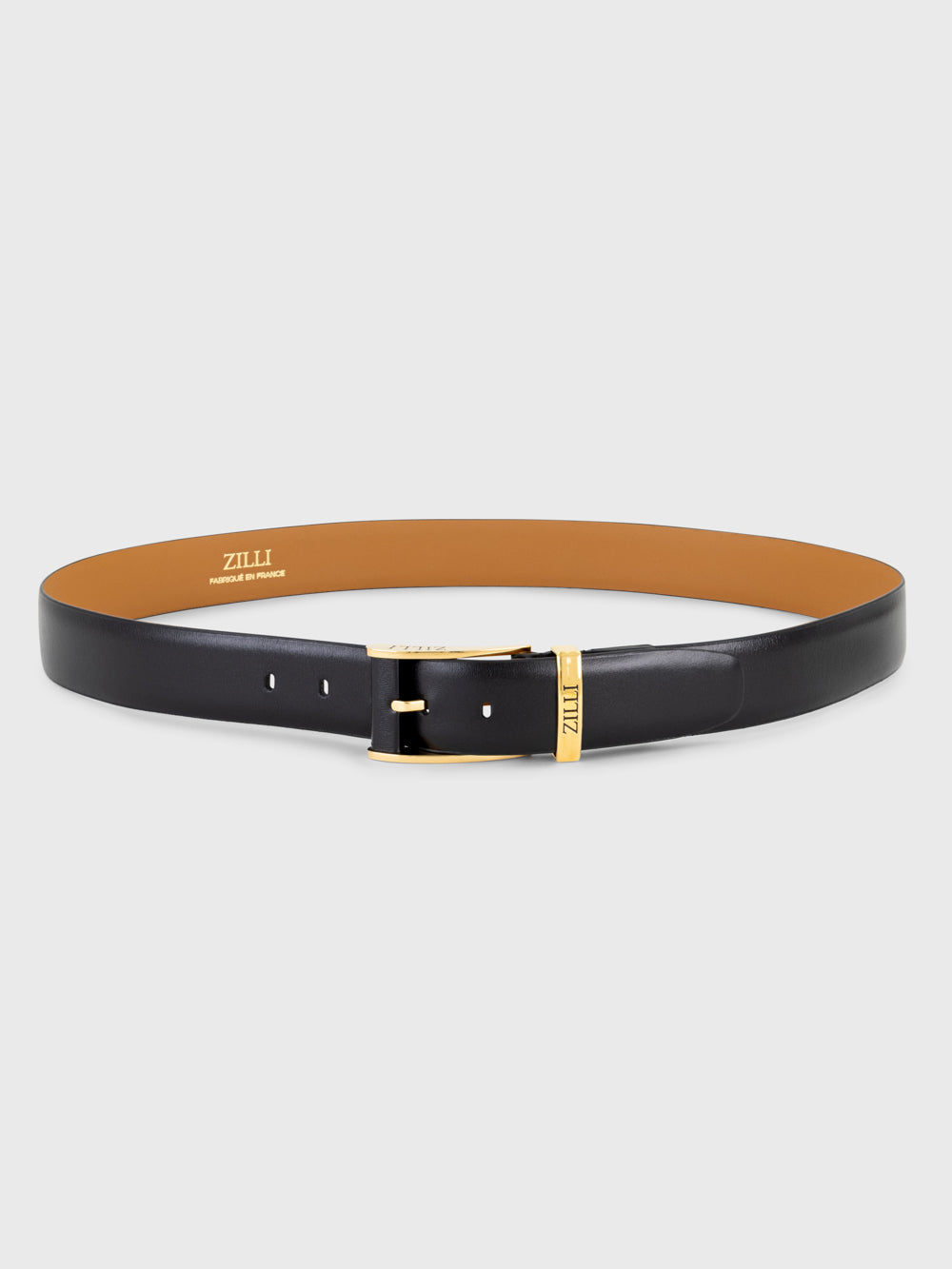 Gold-Finish 2007 Buckle Box Calfskin Belt - Black