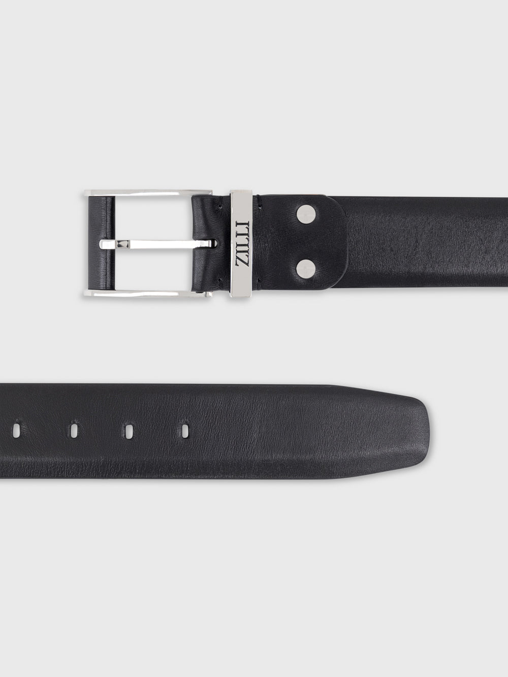 Palladium-Finish 126 Buckle Grained Calfskin Belt - Black