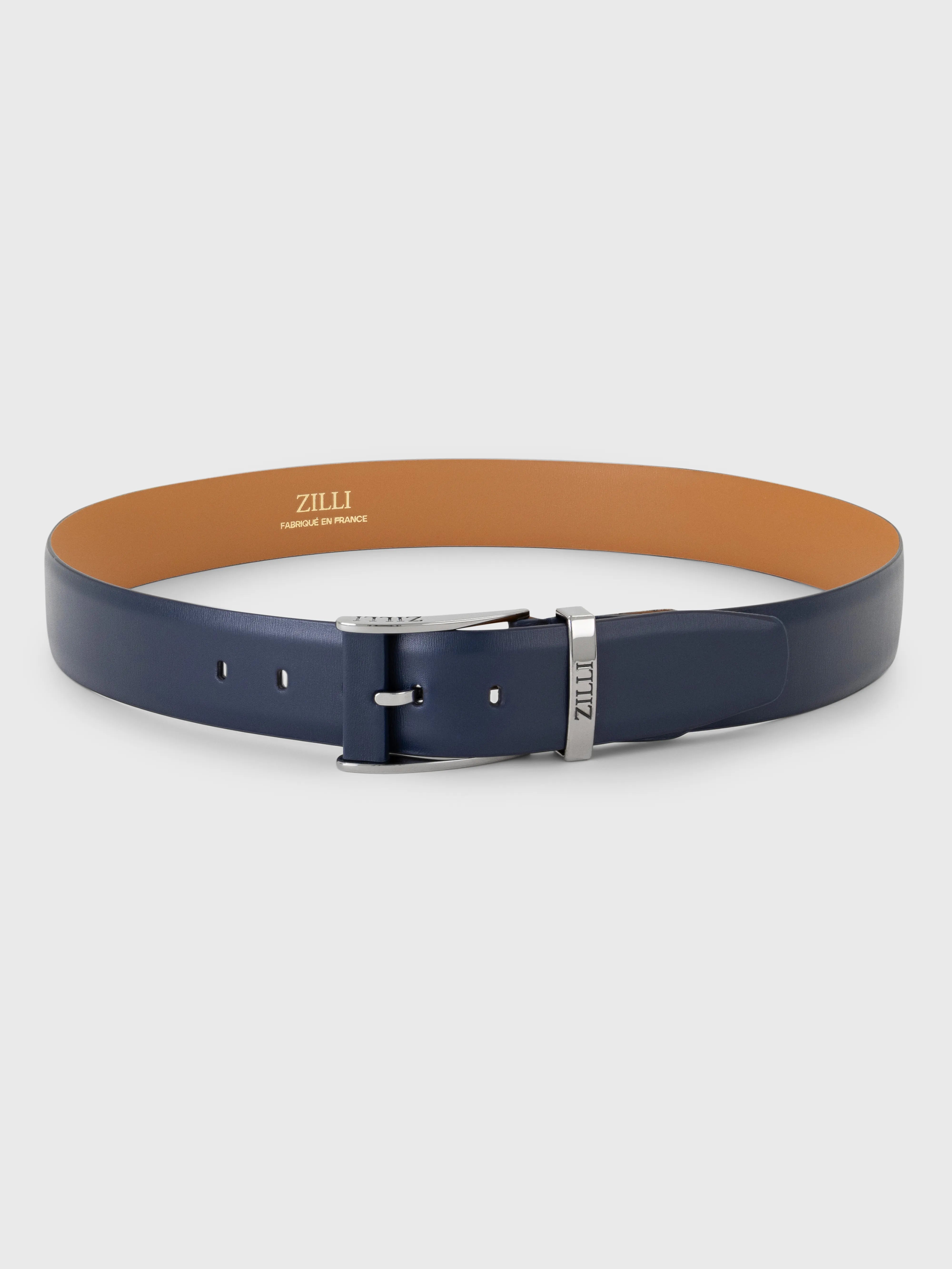Calfskin Belt with Folding Clasp Buckle - Blue Navy