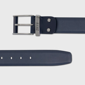 Calfskin Belt with Folding Clasp Buckle - Blue Navy