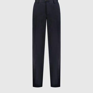 Cotton Trousers with Leather Detailing Dark Navy