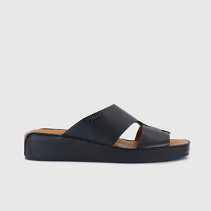 Calfskin Sandals with Caiman Details Dark Navy