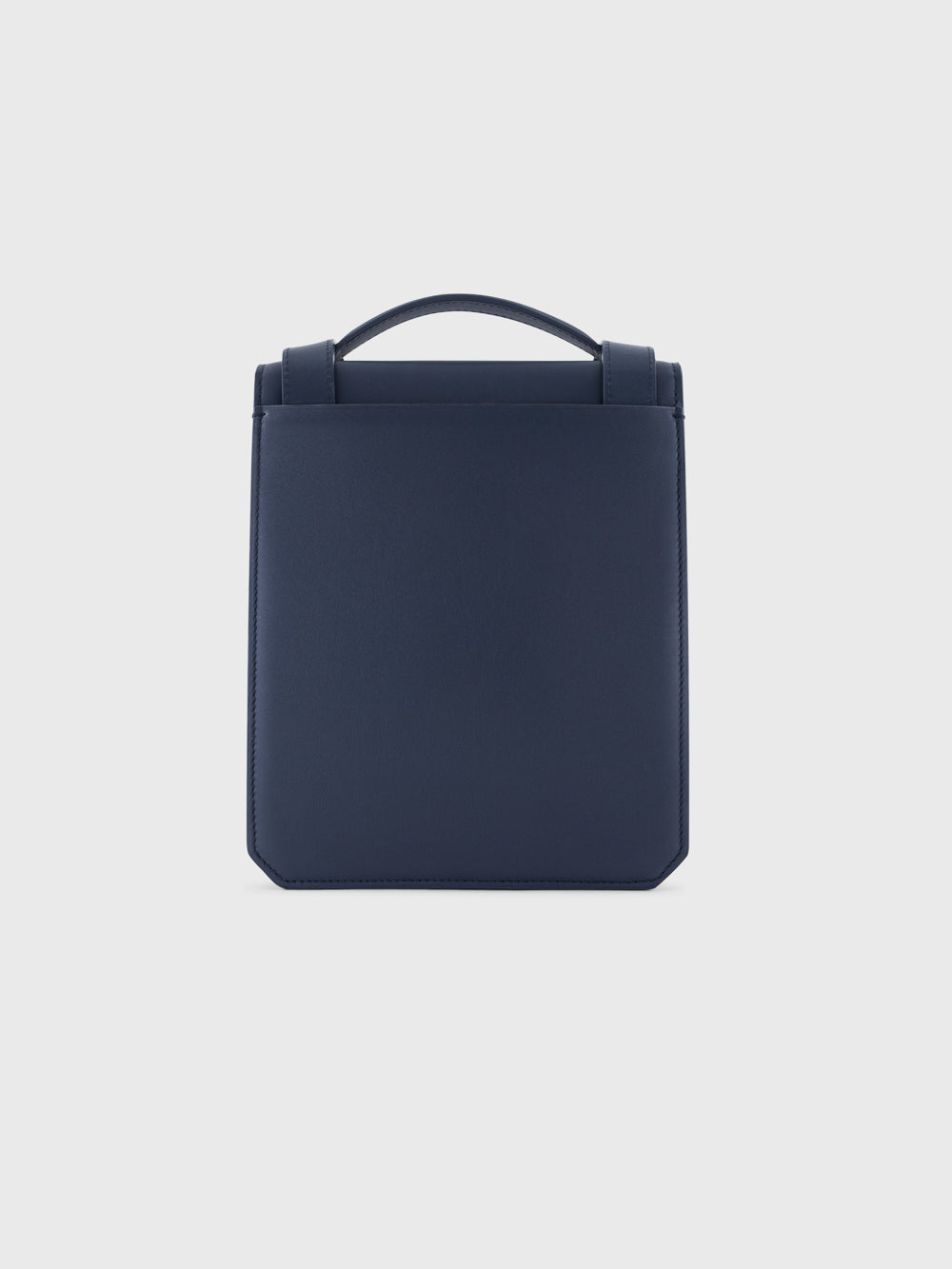Gold-Finish Buckle Calfskin Shoulder Bag - Blue Navy