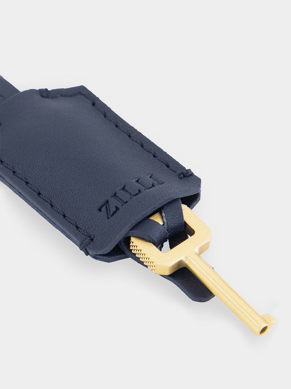 Gold-Finish Buckle Calfskin Shoulder Bag - Blue Navy