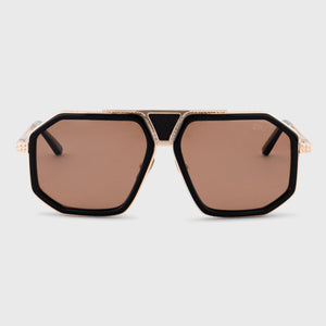 超大号方形Navigator太阳镜 - 黑金款
