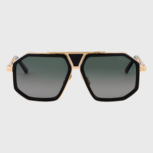 超大号方形Navigator太阳镜 - 黑色青铜色