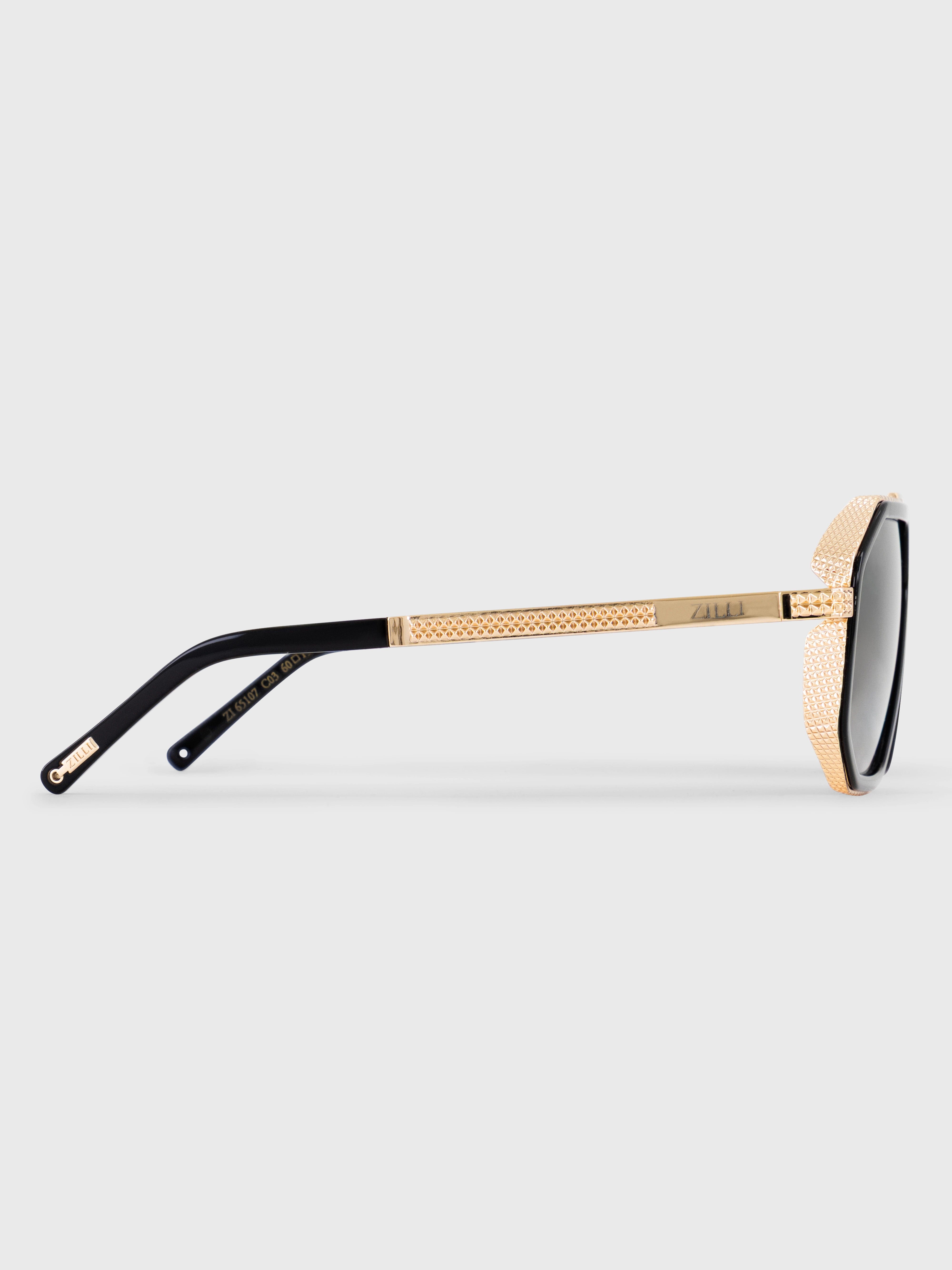 超大号方形Navigator太阳镜 - 黑色青铜色