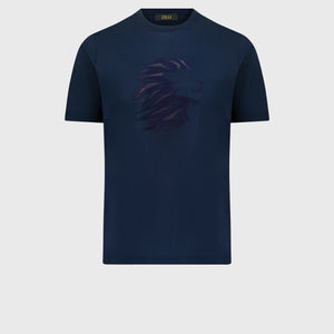 T-Shirt with Head of Lion Dark Navy