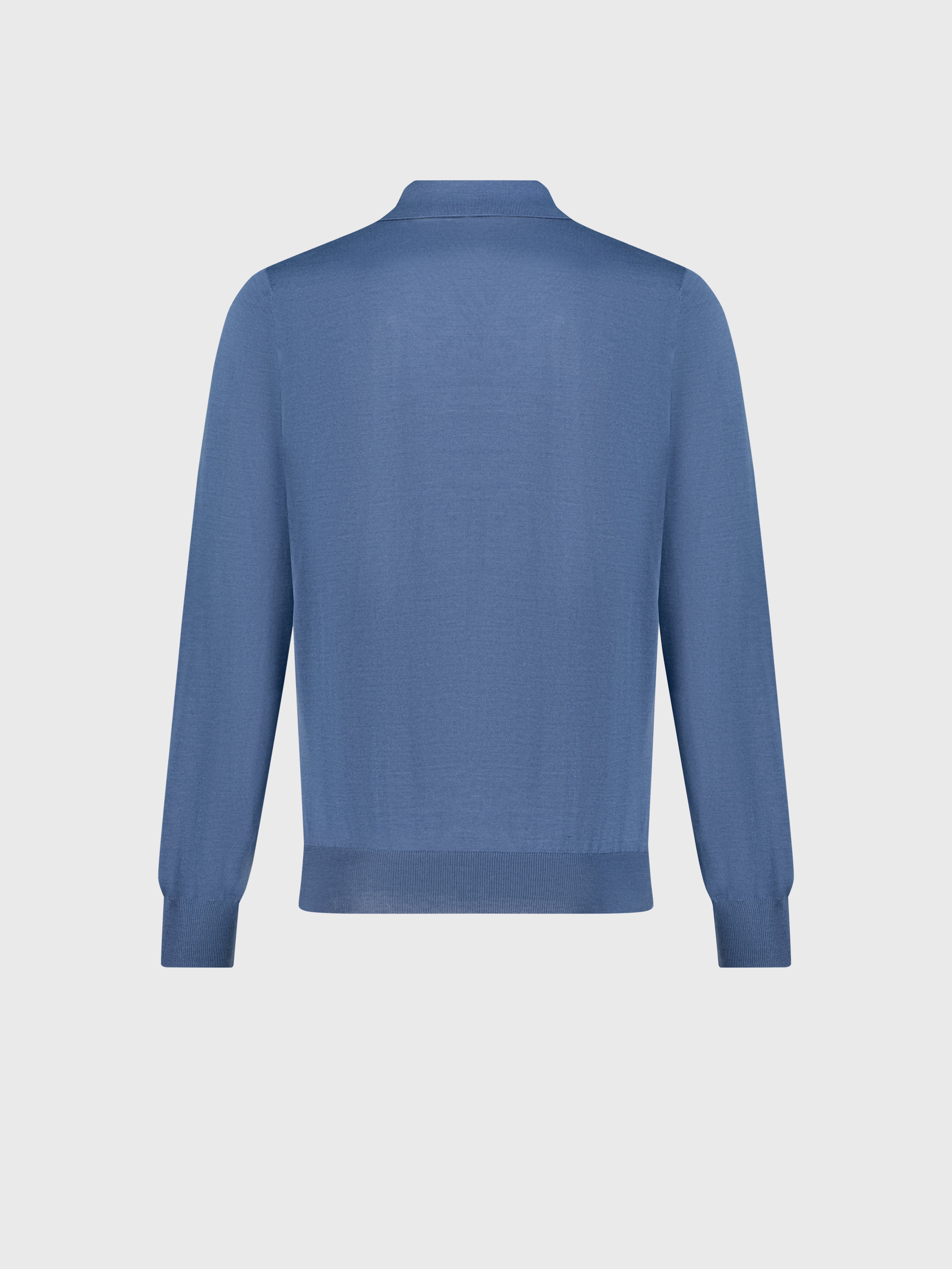 Zipped Knitwear Polo in Cashmere and Silk Smoke Avio