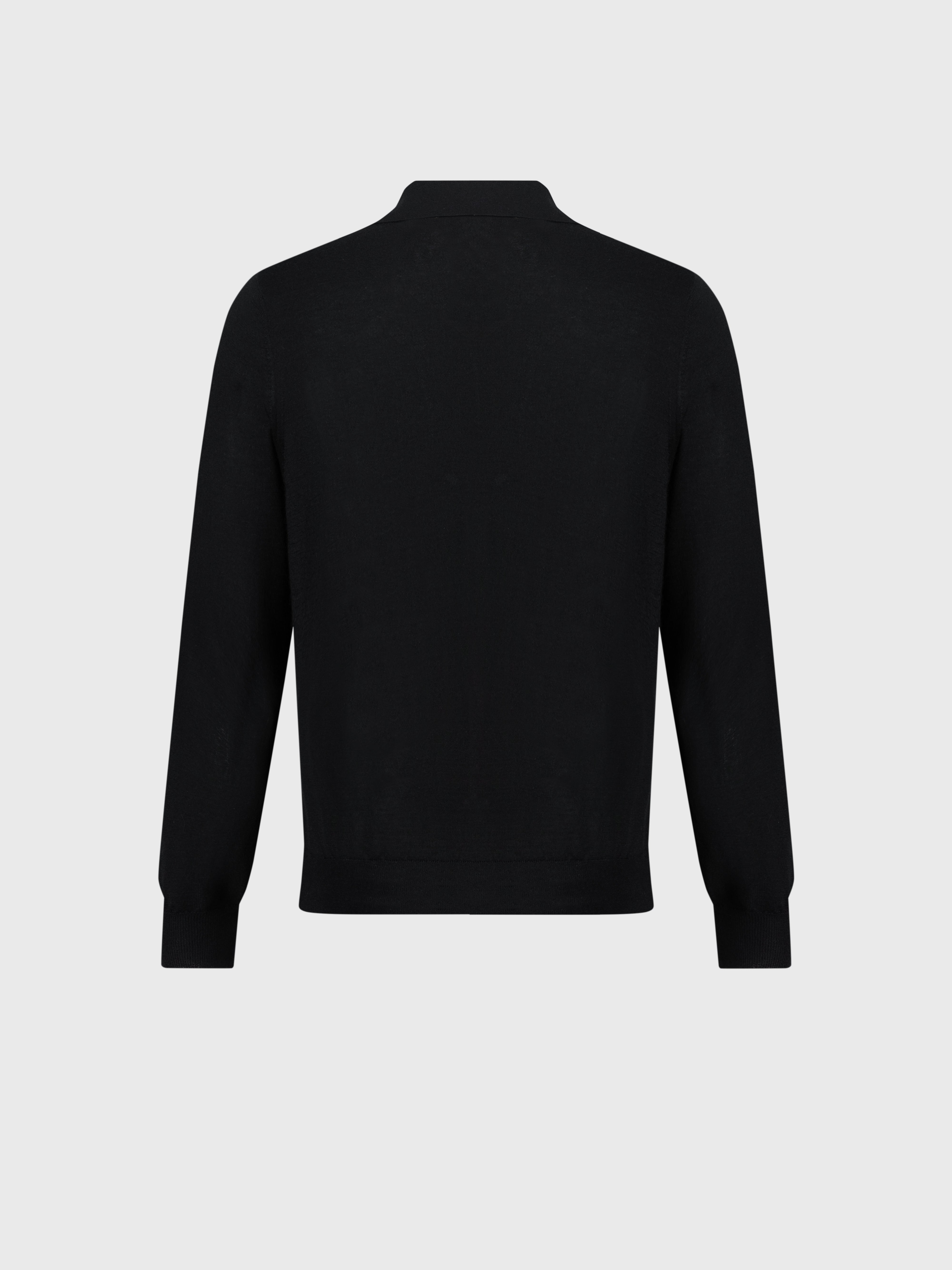 Zipped Knitwear Polo in Cashmere and Silk Black