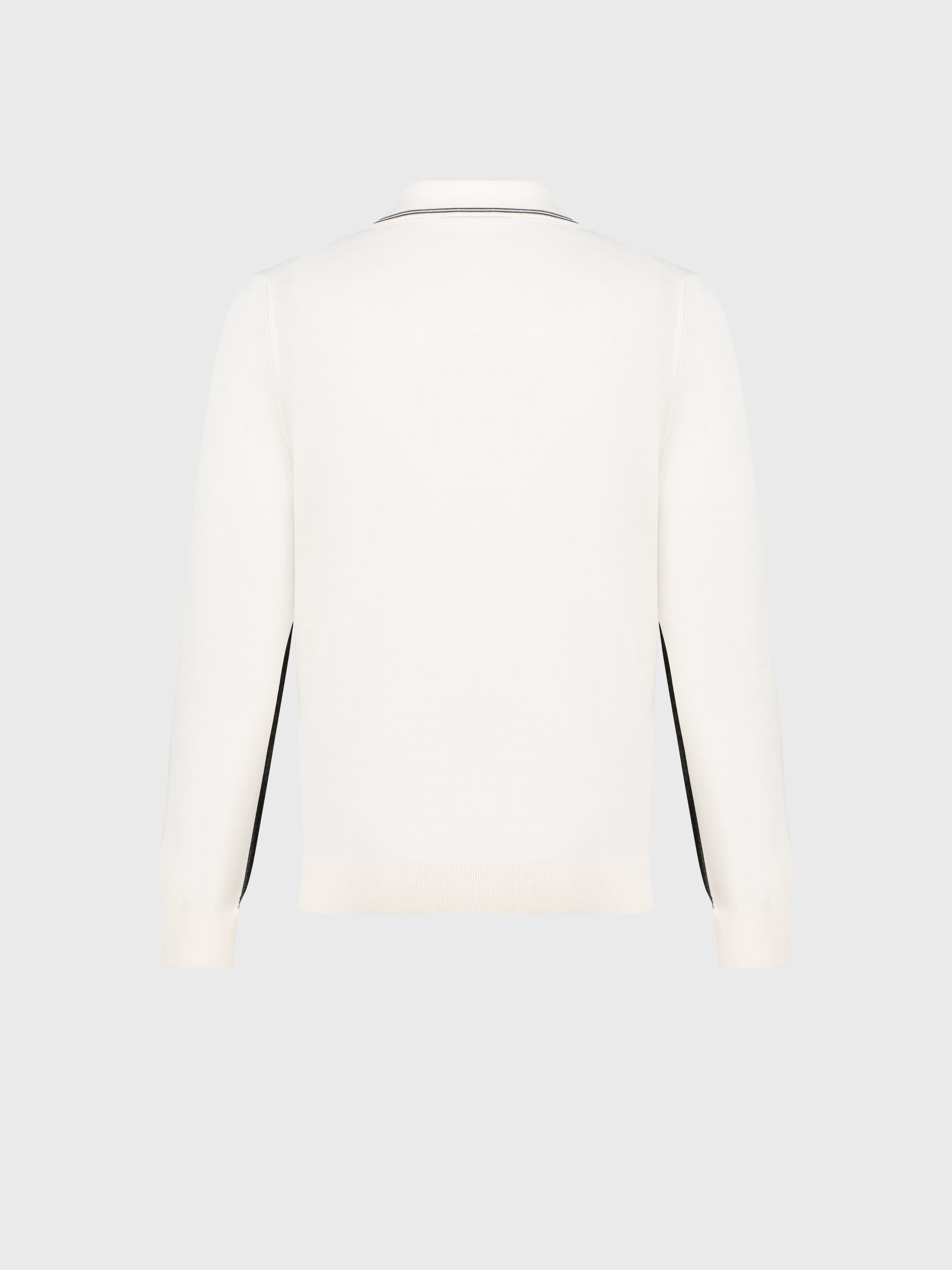 Long Sleeve Polo Shirt with Griffon Emblem Embroidery White