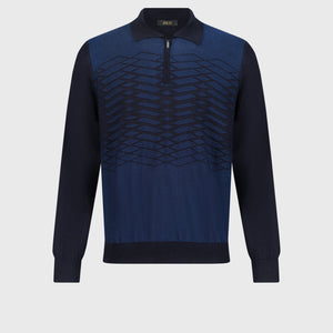 Knit Sweater with Textured Pattern Dark Navy