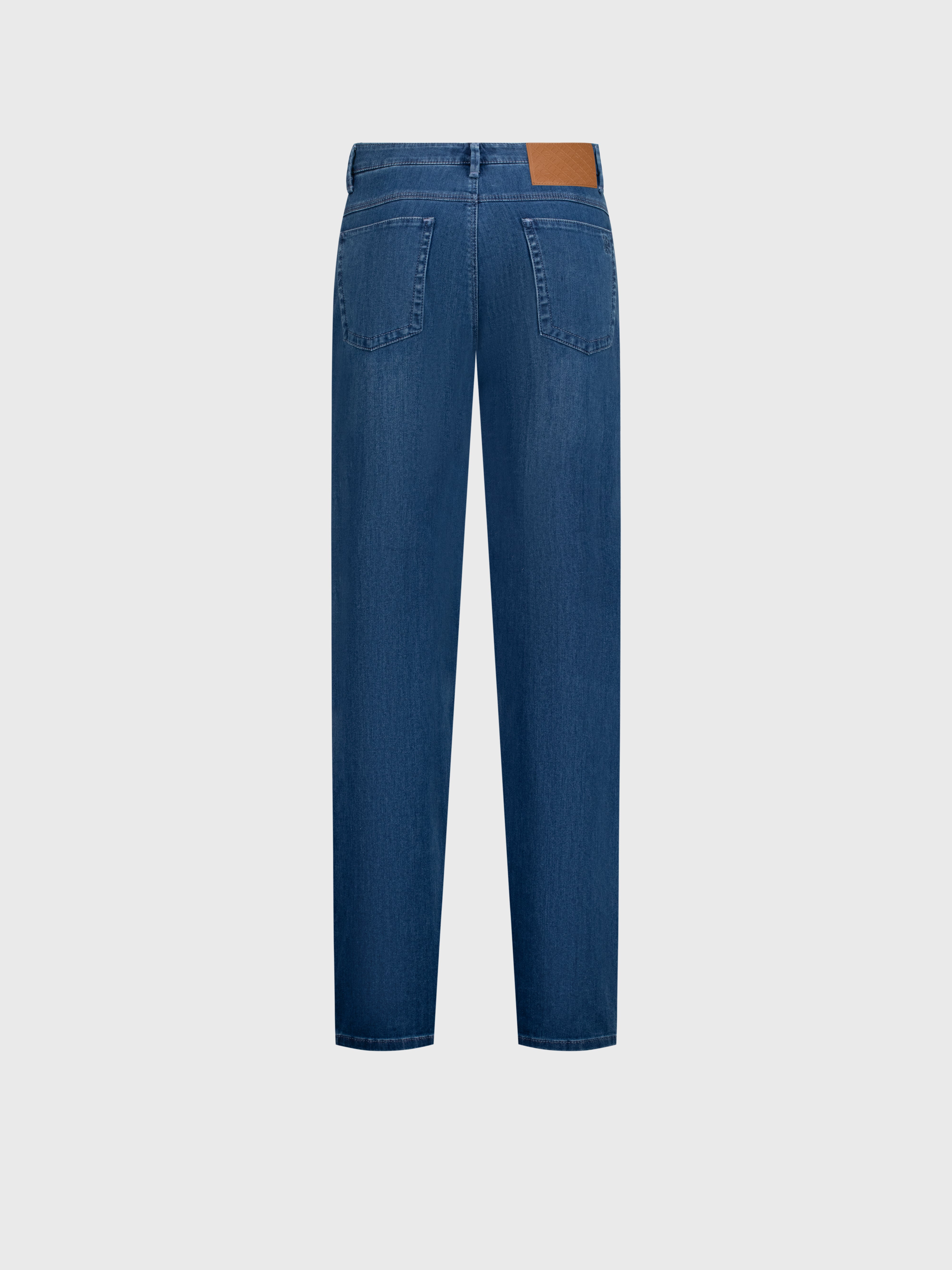 "Lion" Embroidery Denim Cotton Trousers - Blue Jeans