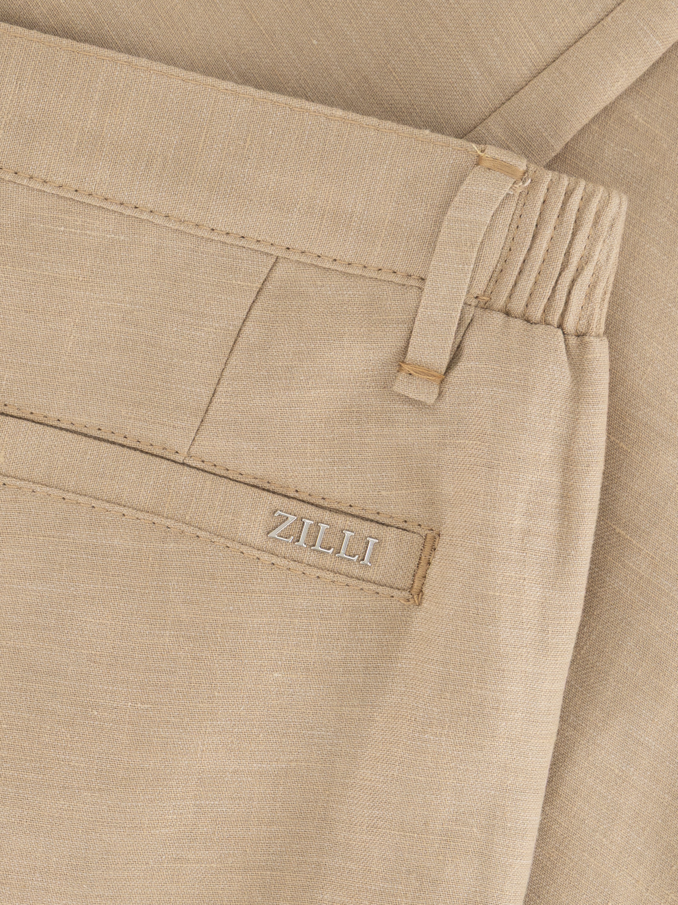 Slim Fit Linen Trousers - Camel