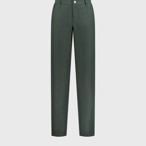 Slim Fit Linen Trousers - Deep Military