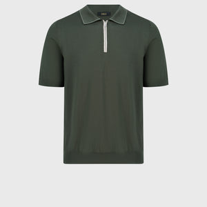 Crocodile-Detailed Silk and Cotton Polo - Deep Military