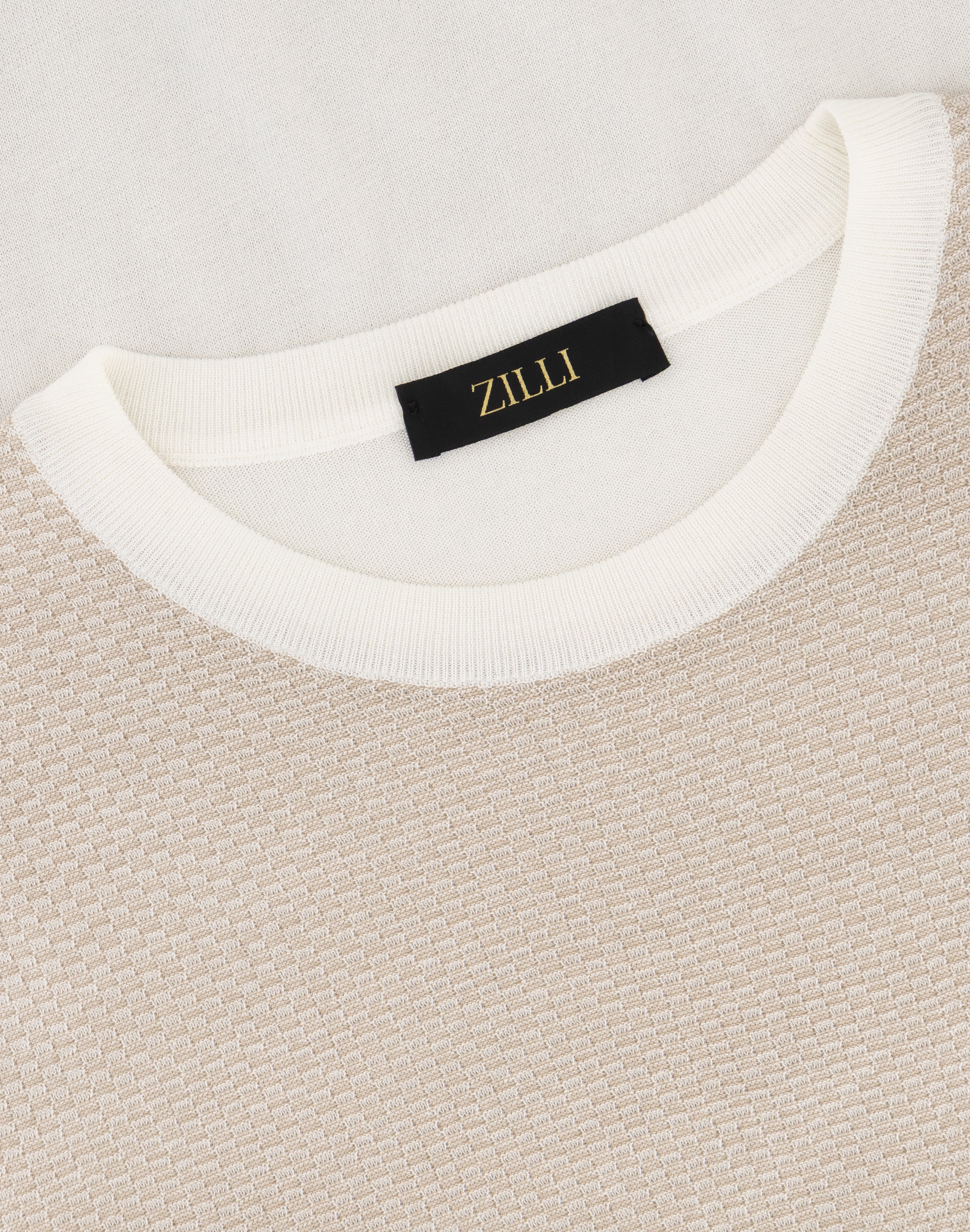 "Basket" Silk and Cotton Knit Shirt - Natural White