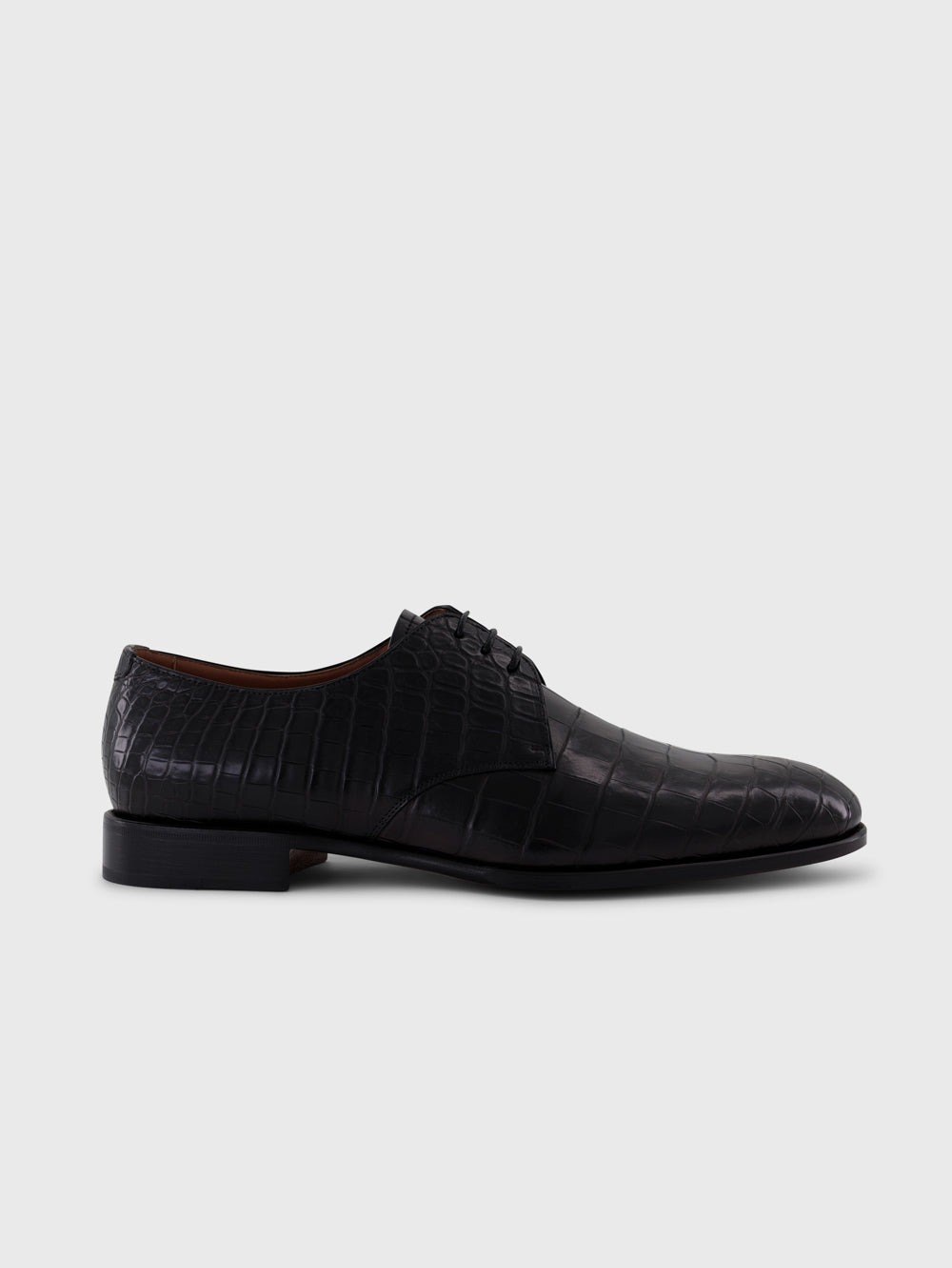 Crocodile Leather Oxford Shoes - Black