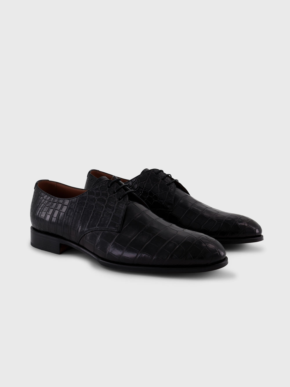 Crocodile Leather Oxford Shoes - Black