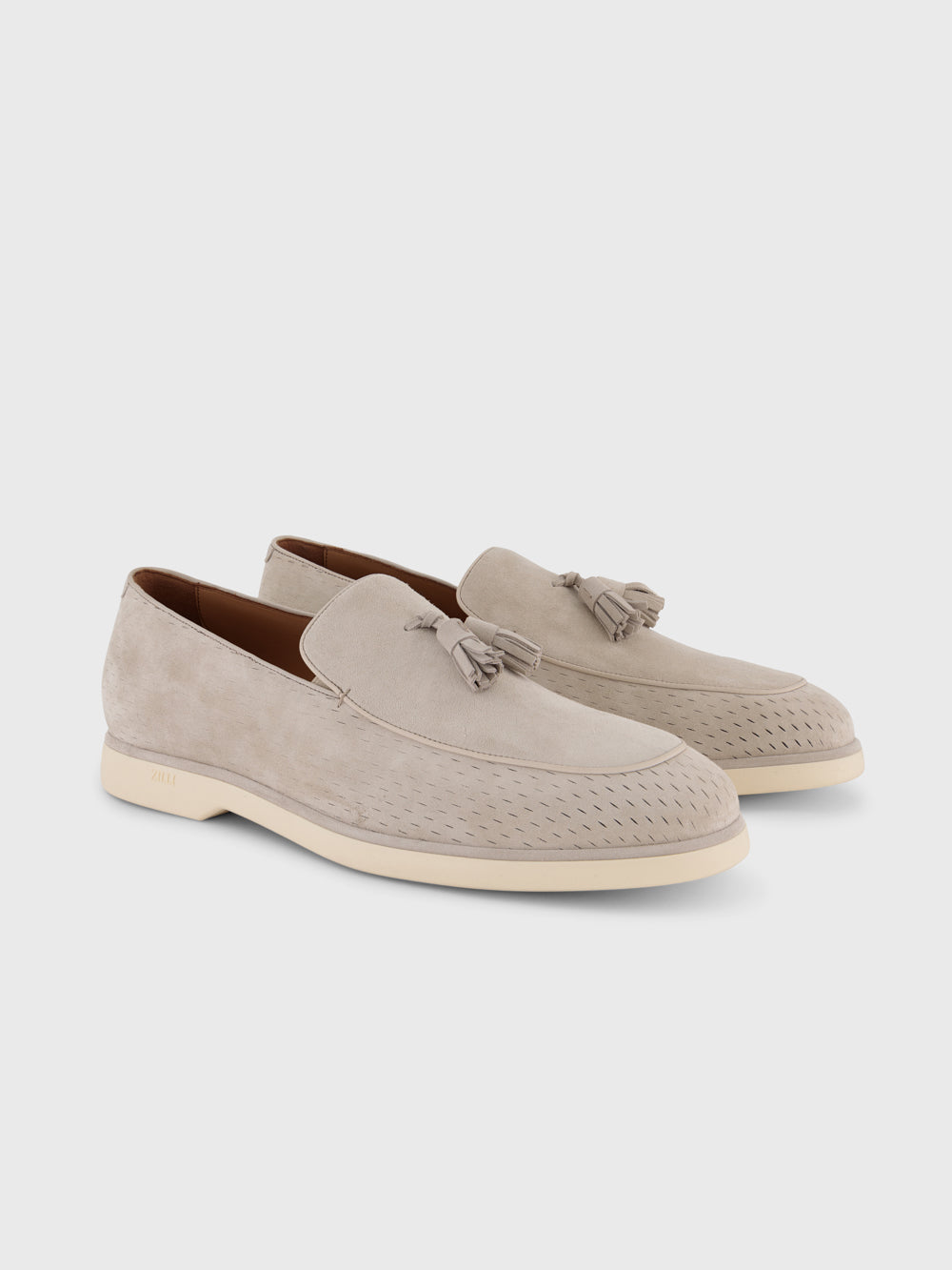 Fringed Tasselled Suede Loafers - Stone
