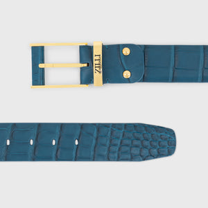Gold-Finish 126 Buckle Crocodile Belt - Emerald