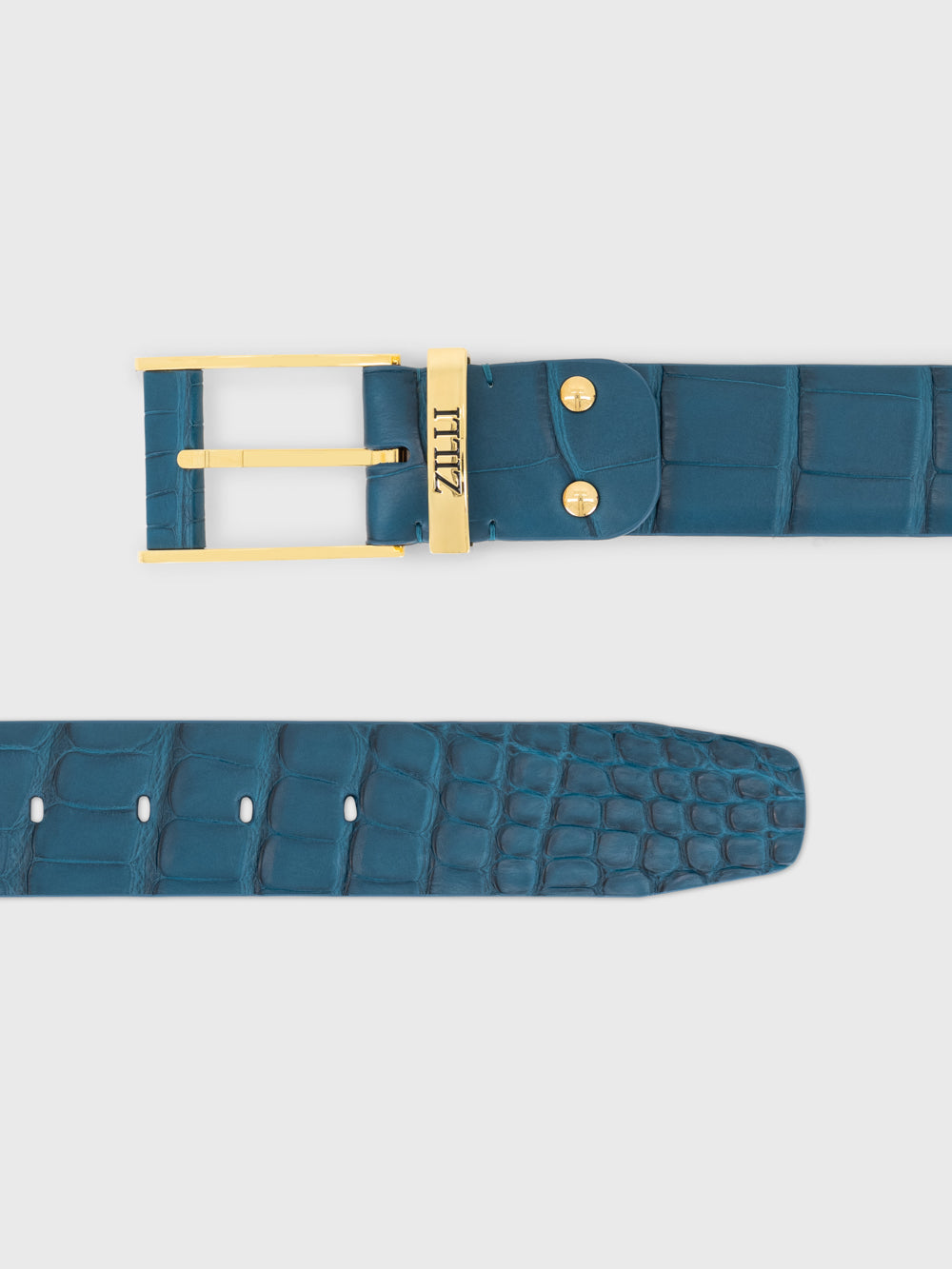 Gold-Finish 126 Buckle Crocodile Belt - Emerald