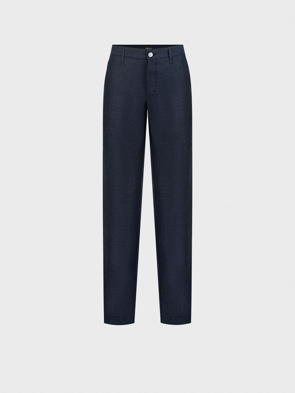 Slim Fit Linen Trousers - Blue Navy