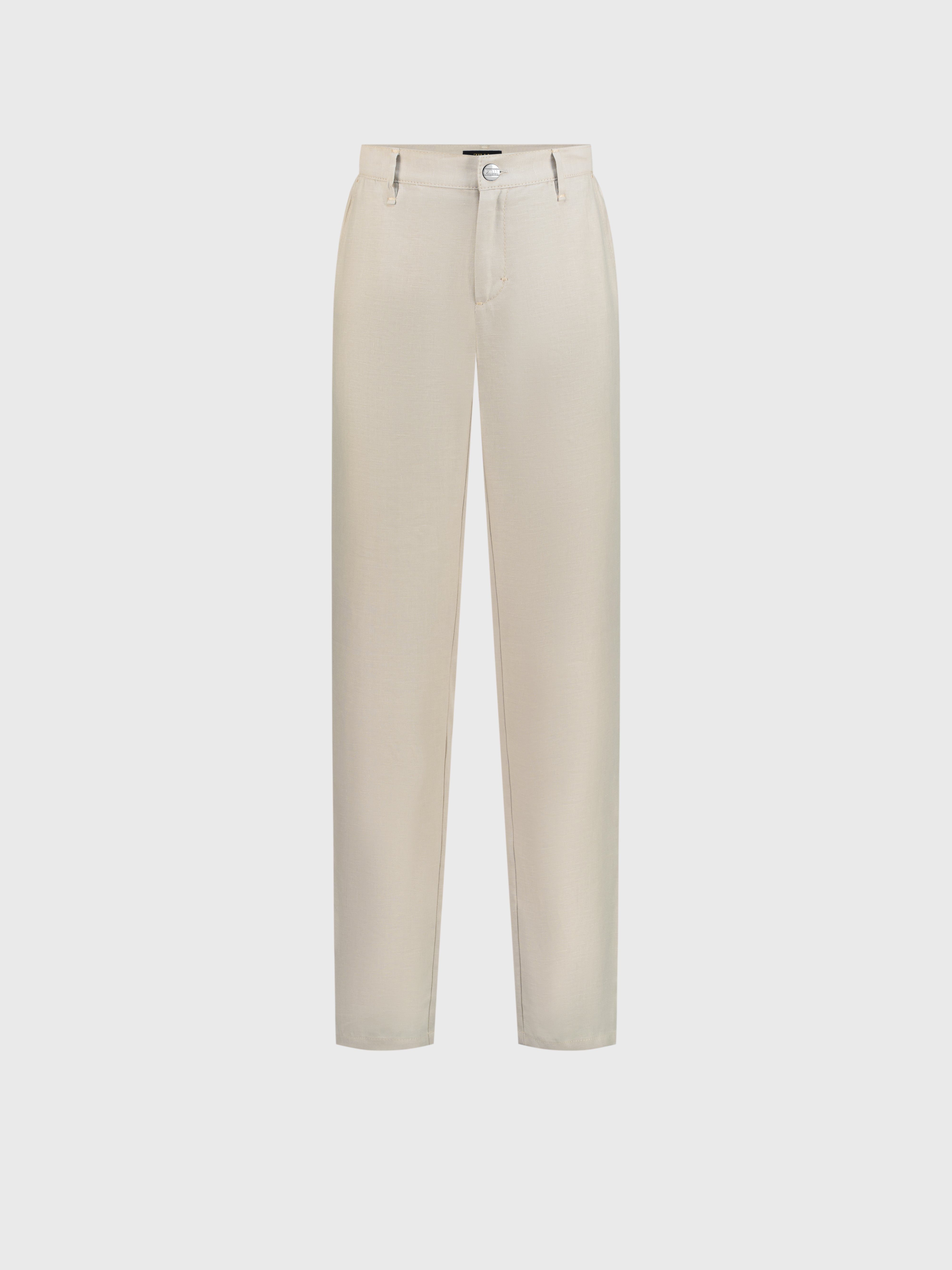 Slim Fit Linen Trousers - Beige