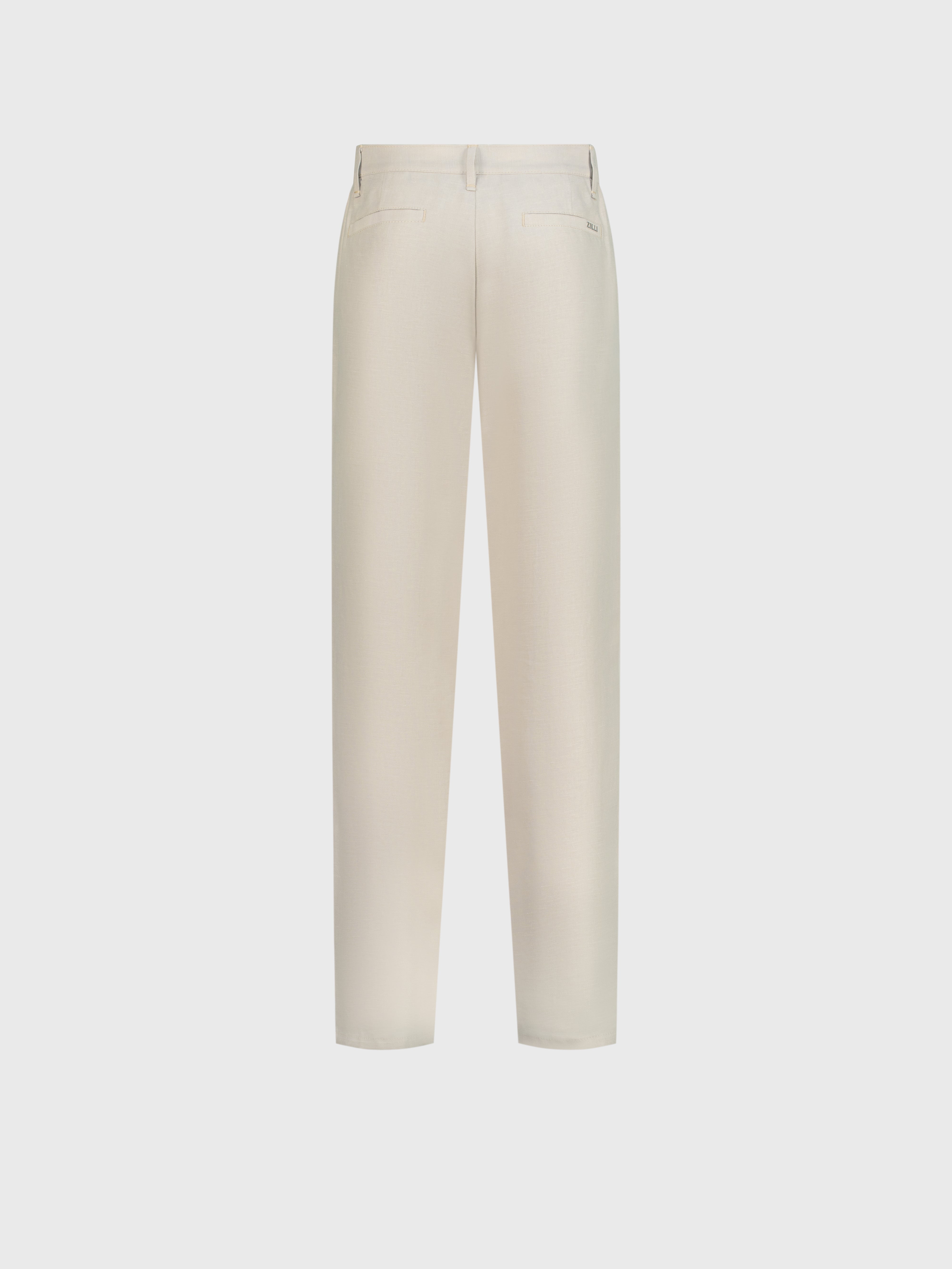 Slim Fit Linen Trousers - Beige