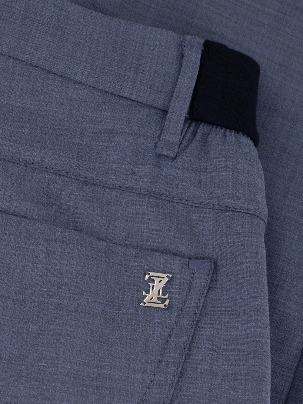 Slim Fit Virgin Wool Trousers - Blue Jeans