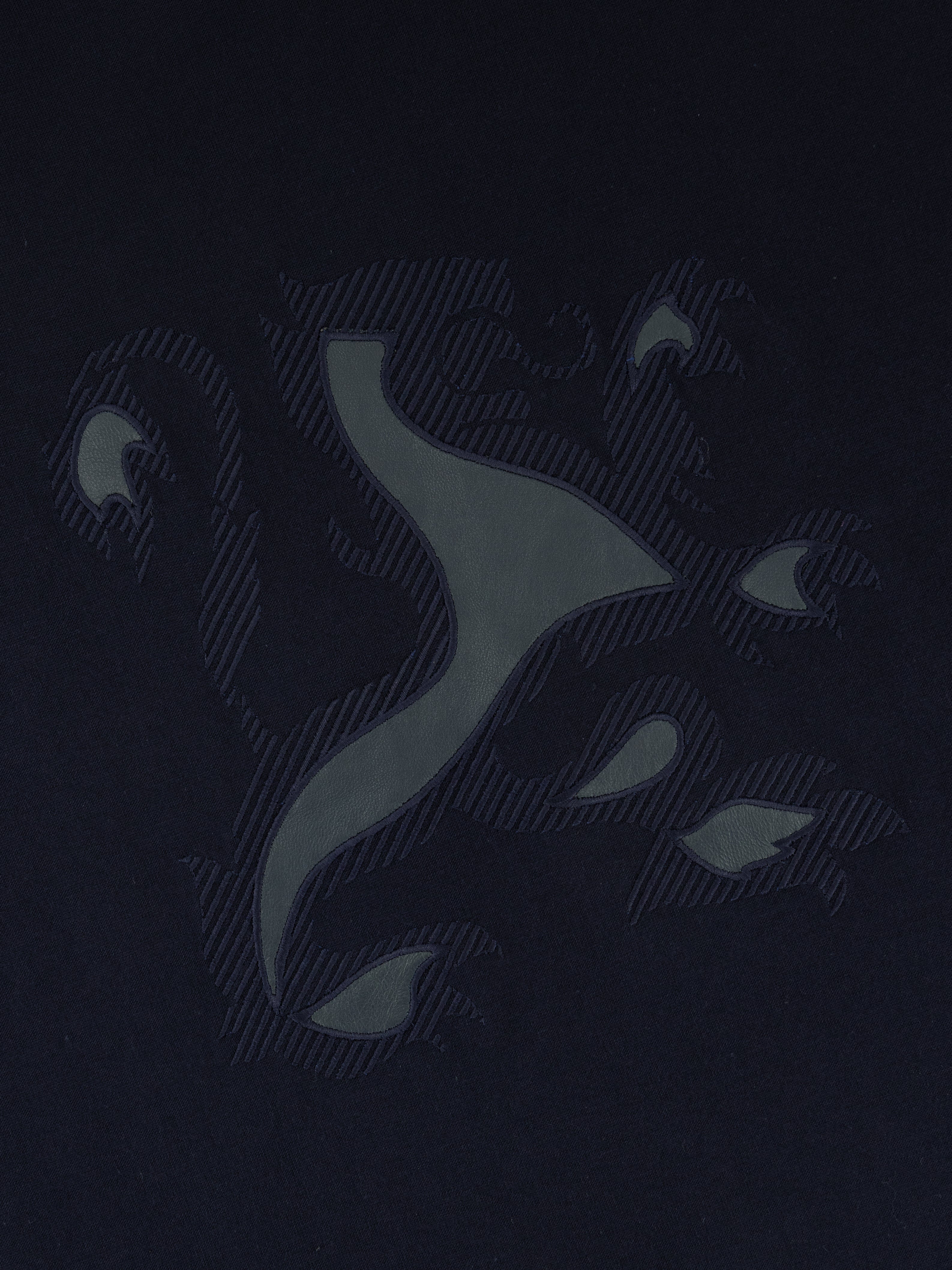 "Big Lion" Embroidery Cotton Shirt - Blue Navy