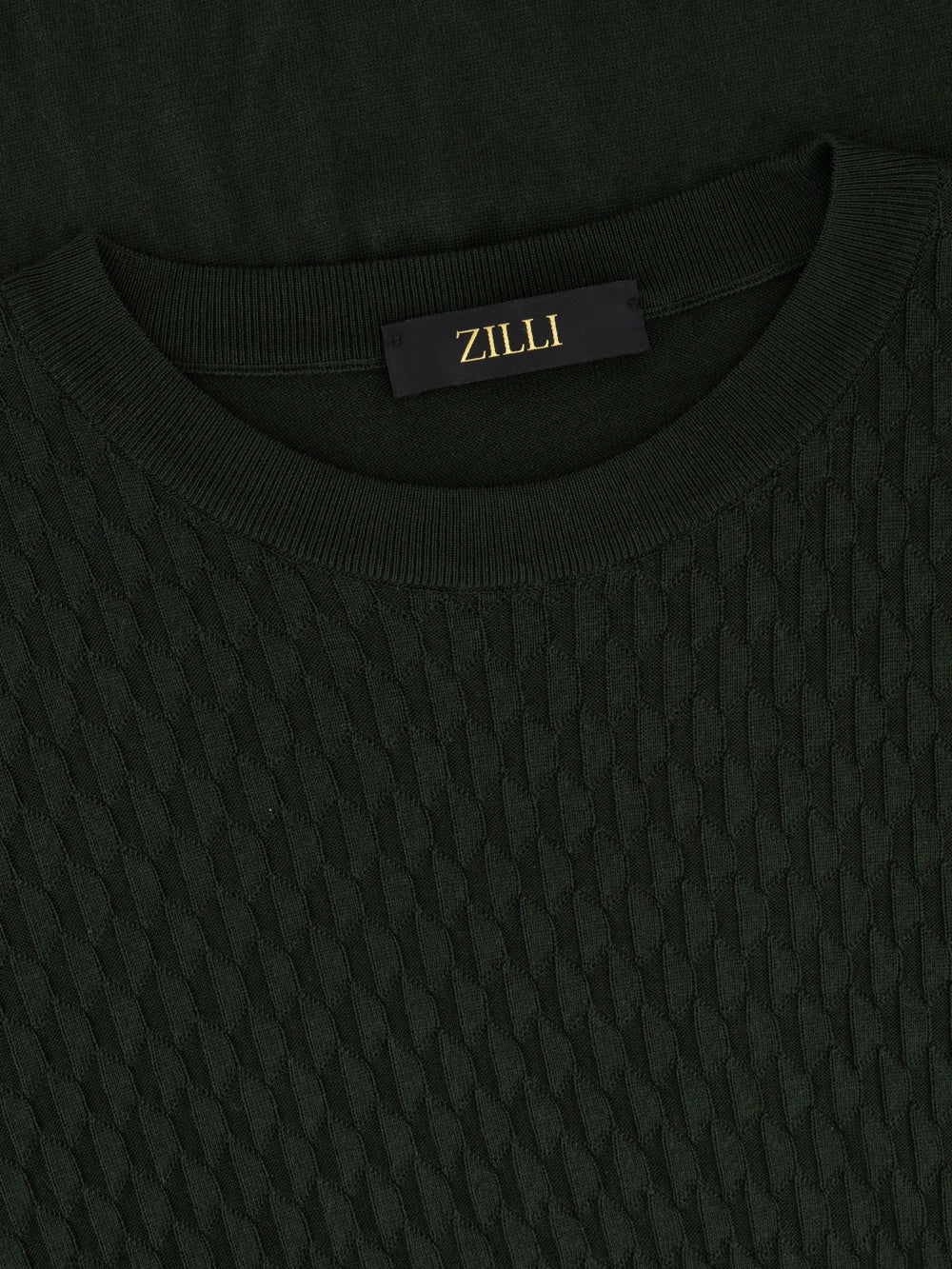 "Micro Lozenges" Silk Knit Shirt - Dark Green