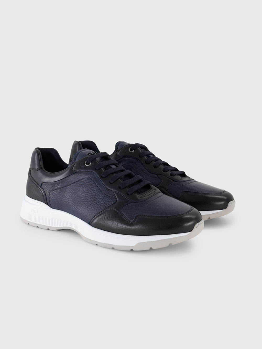 Formal Dyed Leather Low-Top Sneakers - Blue Navy