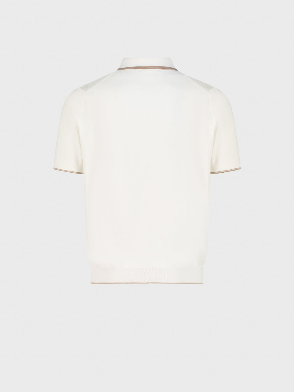 "ZILLI Club Lion" Embroidery Silk and Cotton Polo - Natural White