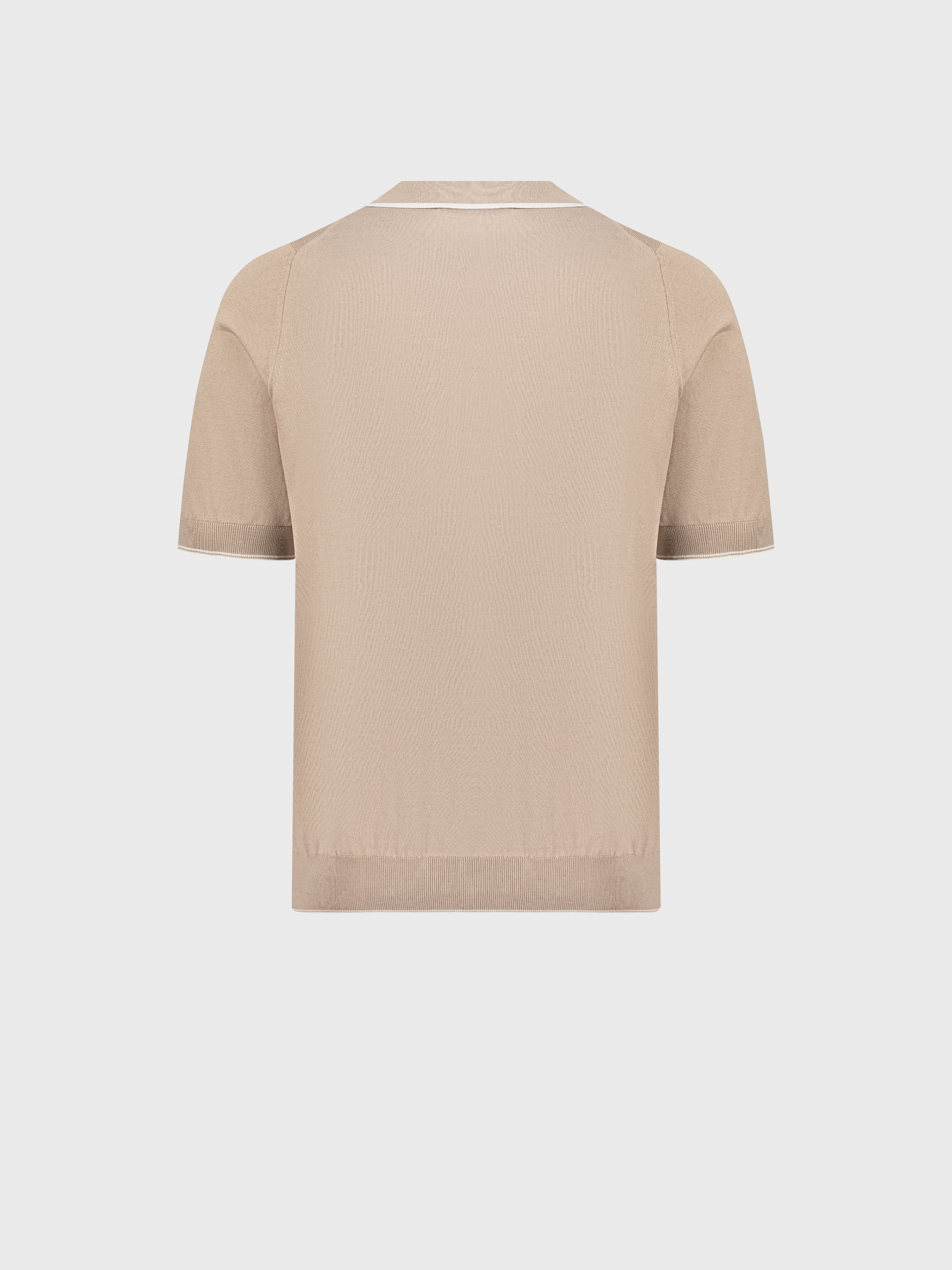 "Lion Piquet" Silk and Cotton Knit Polo - Pale Caramel