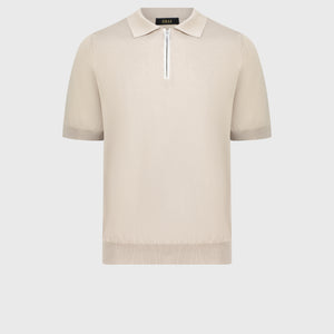 Crocodile-Detailed Silk and Cotton Polo - Pale Fawn