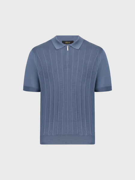 EGONLAB KN002B KNIT POLO-SHIRT NAVY BLUE Caleb Short Sleeve Knit