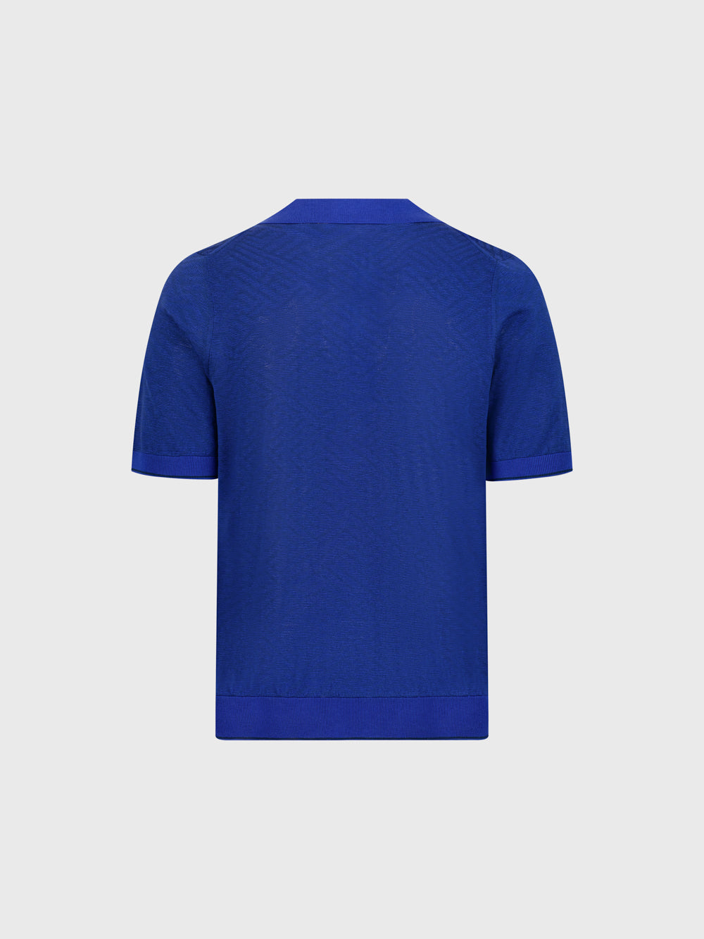 Silk-Knit Geometric Pattern Polo Shirt - Electric Blue
