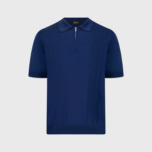 Silk-Knit Polo Shirt - Ink