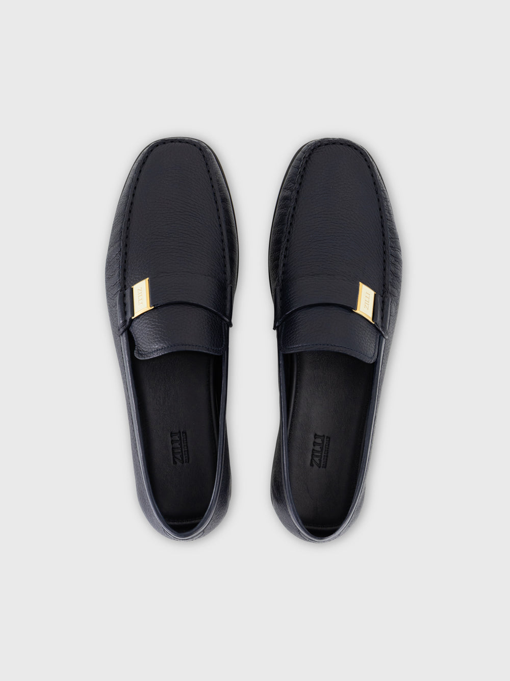 Formal Leather Slip-On Loafers - Dark Navy