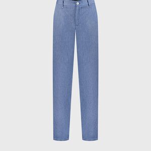 Slim Fit Linen Trousers - Blue Sky