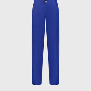 Slim Fit Linen Trousers - Blue Royal