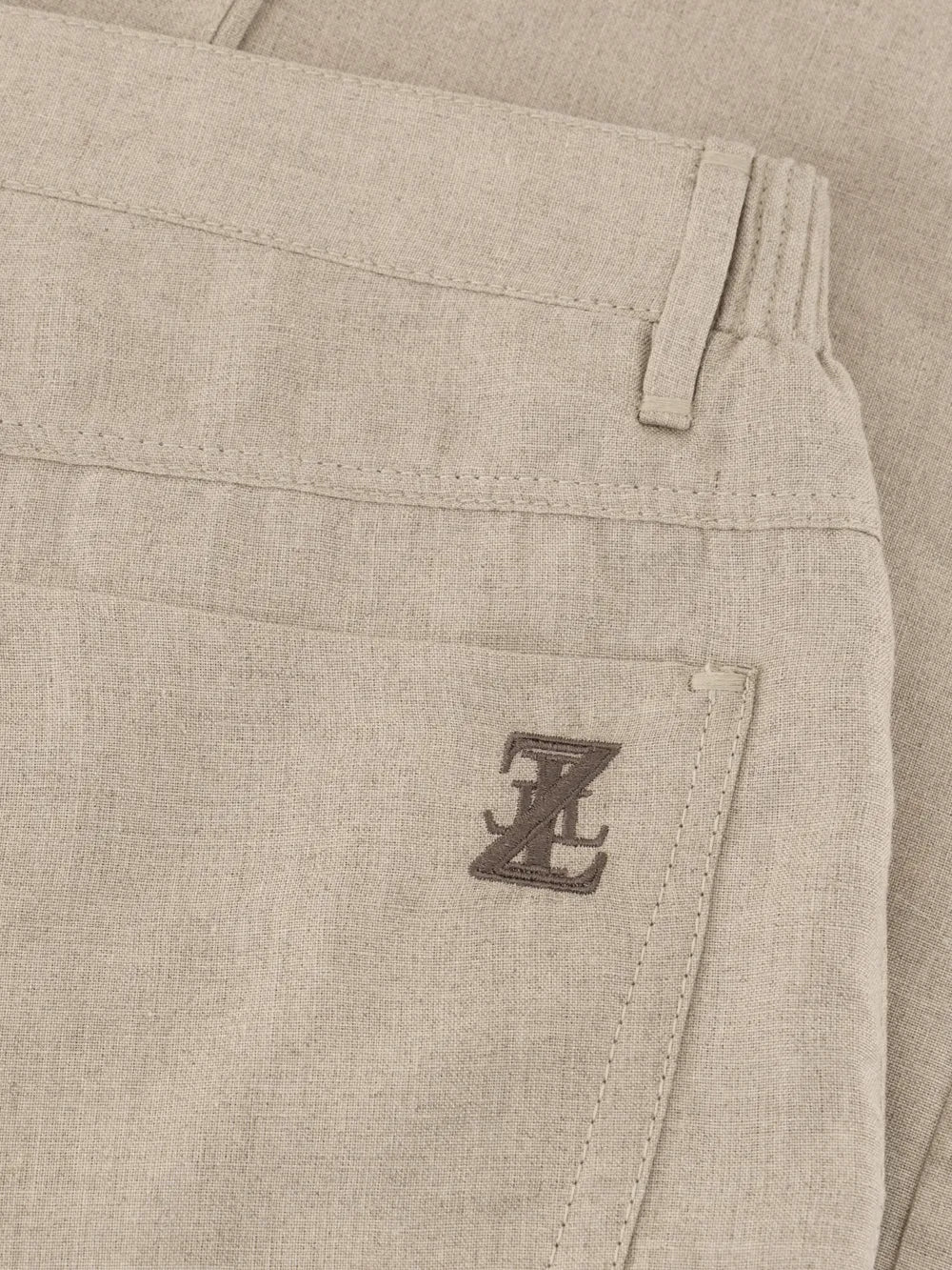 Slim Fit Linen Trousers - Beige
