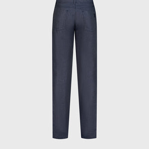 Slim Fit Linen Trousers - Blue Jeans