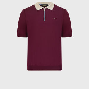 Geometric Pattern Polo Shirt - Deep Magenta